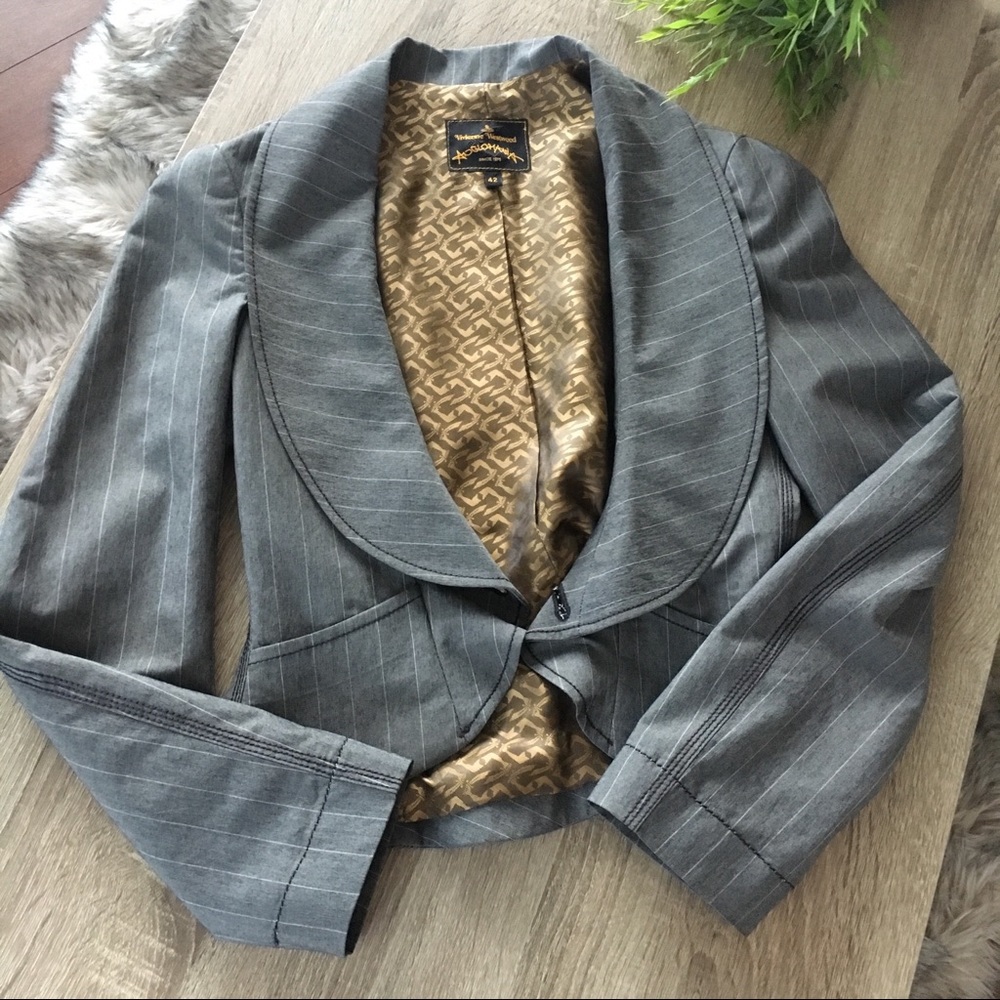 Vivienne Westwood pinstriped gray cropped blazer 6 - Picture 2 of 8